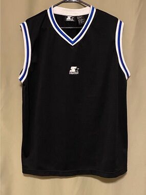 Vintage 90’s Starter Mesh Basketball Jersey Black White Blue Mens  size XL